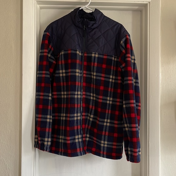 Chaps Ralph Lauren Fleece Zip Up Jacket Vintage Plaid Flannel - Picture 3 of 4